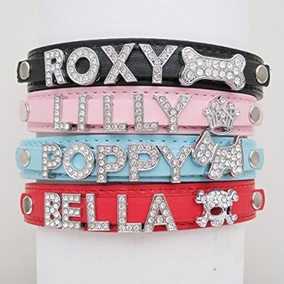 pets-lover Personalised Dog Puppy Cat Pet NAME Collar (Pink, M(2CM*42CM))