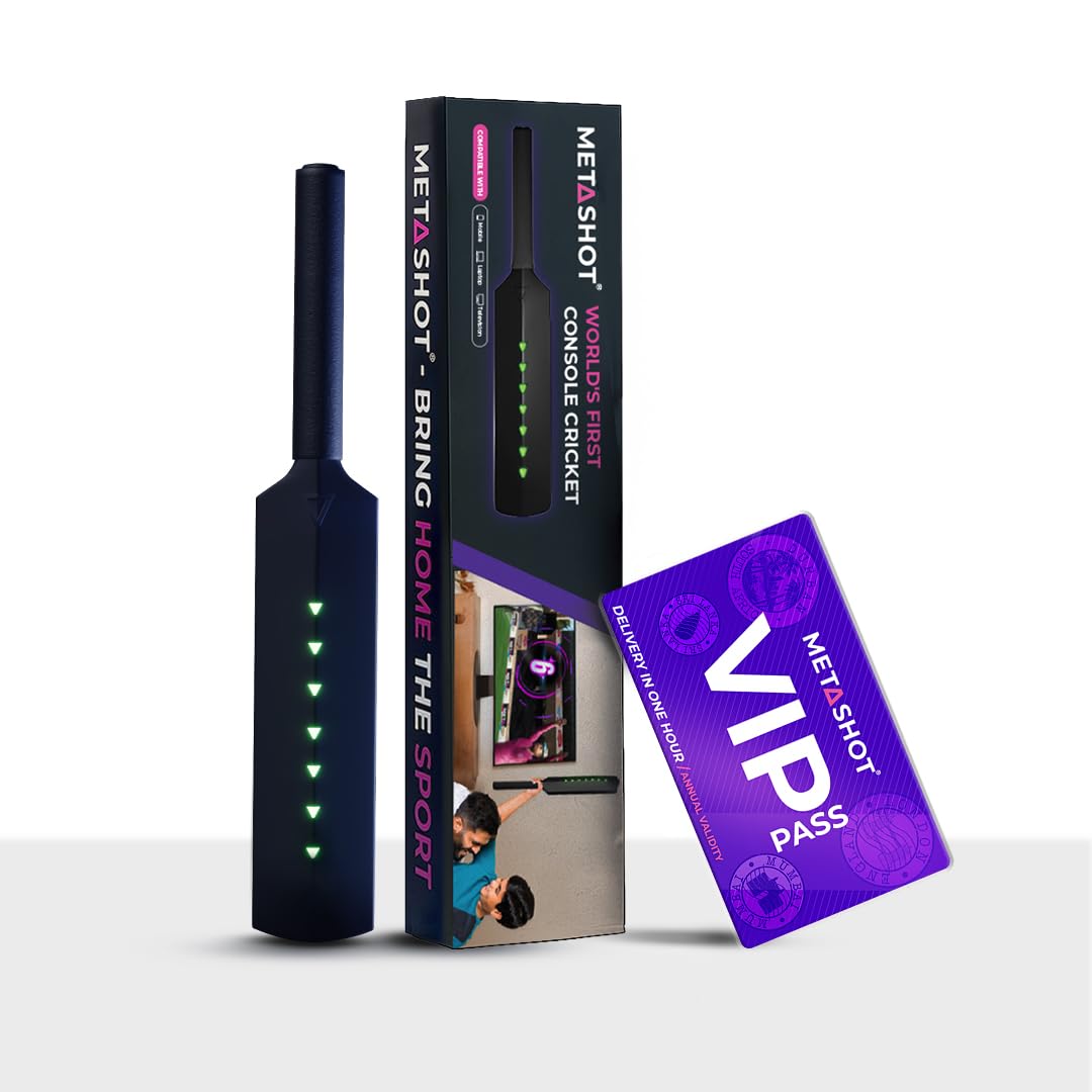 MetaShot Smart Cricket Bat Game with VIP Pass| Motion Sensor Cricket Bat for TV & Mobile | Indoor Cricket Gaming Controller | Multiplayer Cricket Game | Includes VIP Pass Game Upgrade