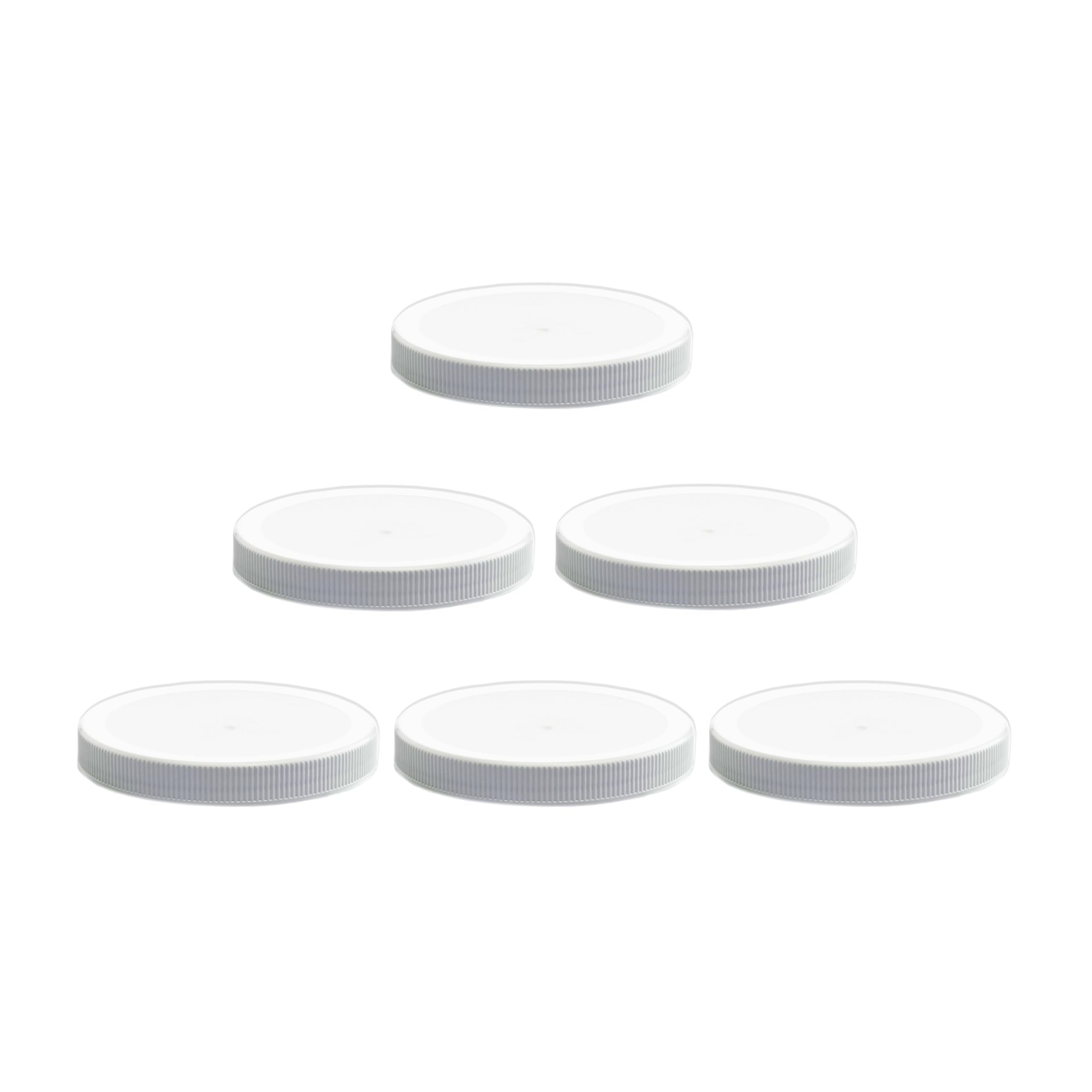 110mm White Plastic 6 Pack Replacement Lids with Leak Proof Liner - 110/400 Plastic Replacement Lids