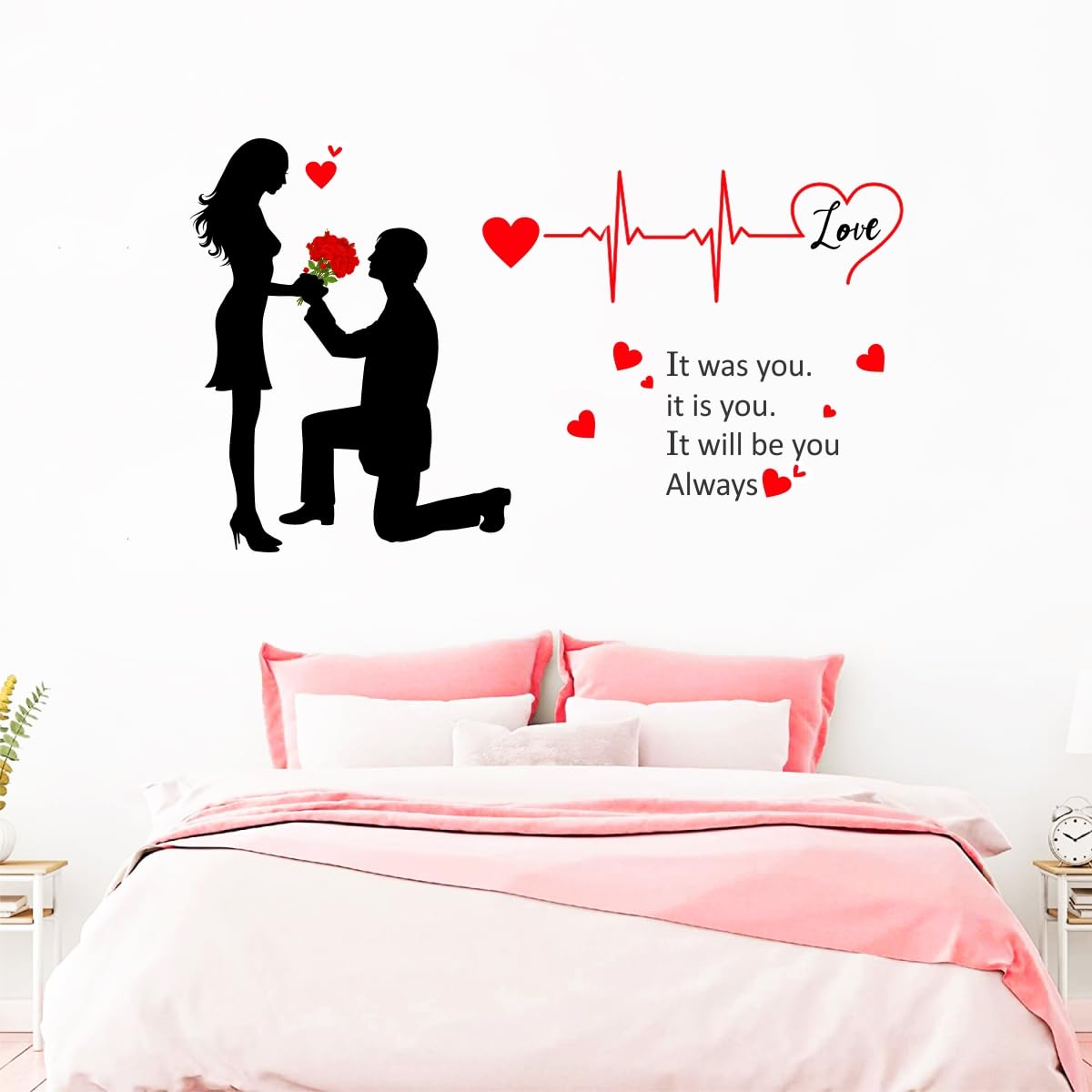 Rawpockets Couple Love Forever Together Quotes Self Adhesive Wall Sticker