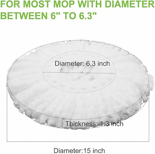 Miniatura 2 de Cabezal de fregona para fregona Hurricane Spin Mop de microfibra para recambios de fregona mágica de 360 Spin de tamaño estándar, almohadillas