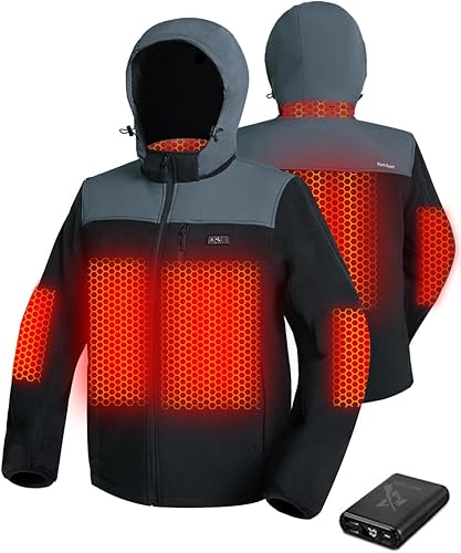 Mens Heated Jacket Fleece with Power Bank, Rechargeable Coat for Hunting (Next Camo G2,Black,Size M-XXL)
