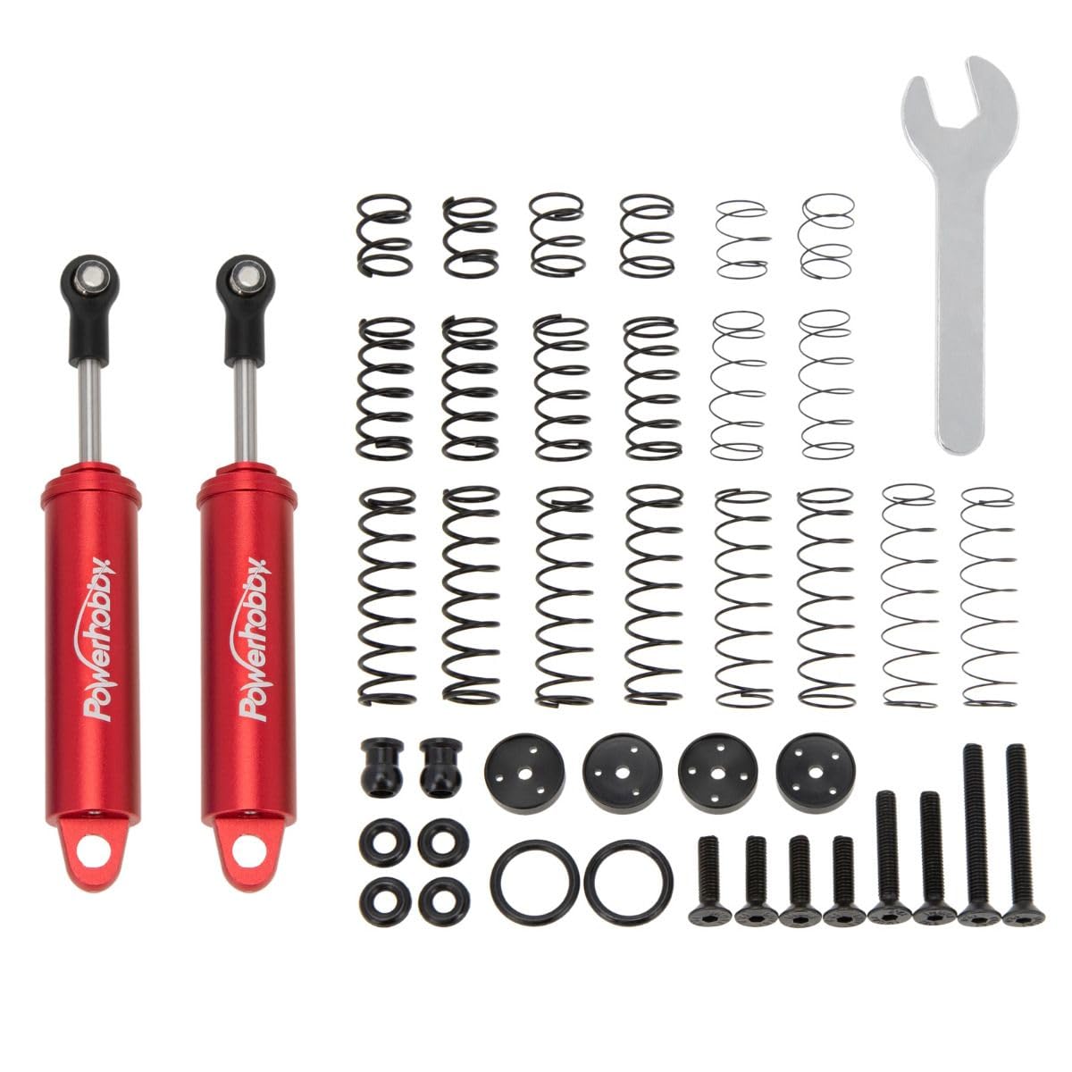 Powerhobby 90mm Promatics Two Stage Internal Spring Shocks (2) Red Fits 1/10 Crawler