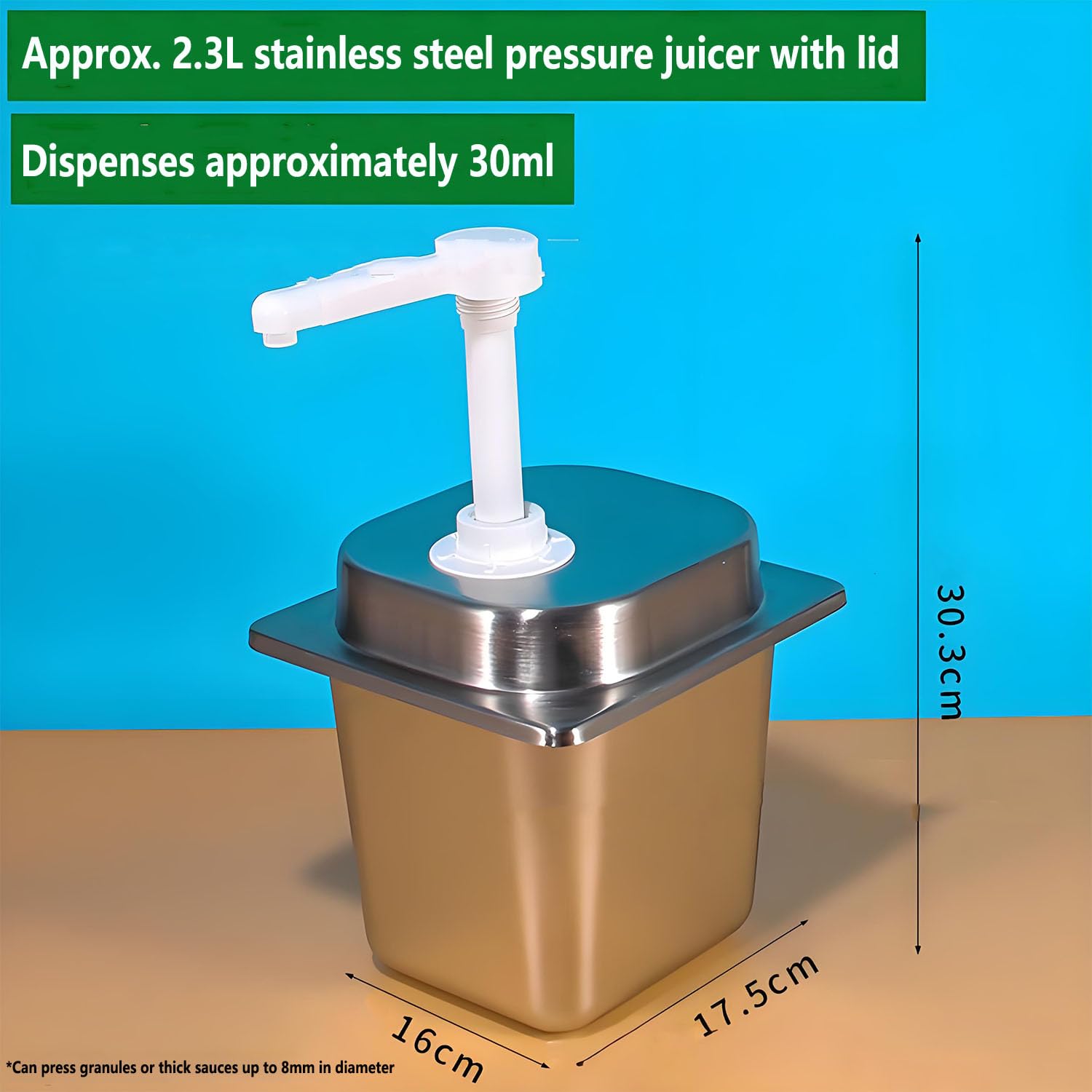 Set di dispenser manuale per salse, bottiglia a pompa per condimenti da 2,3 l con volume di erogazione da 30 ml, testa rimovibile per una maggiore durata, perfetto per ristoranti o uso domestico