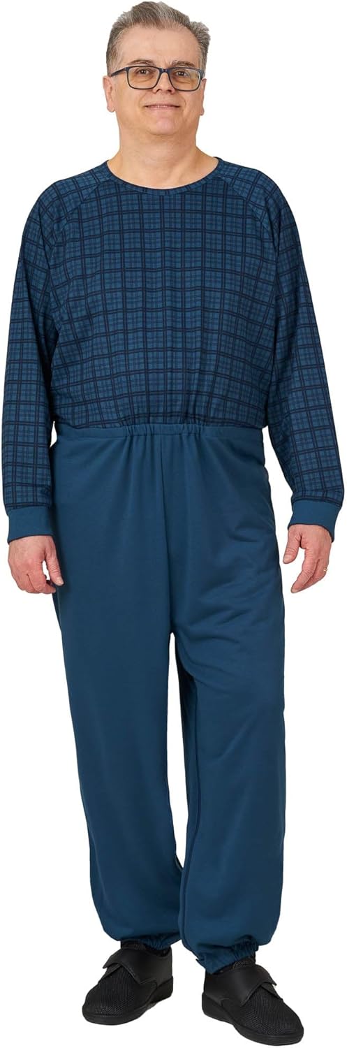 Ovidis Long-Sleeved Dementia Clothing - Alzheimers Anti-Strip Jumpsuit - Onesie for Elderly Men - Henry