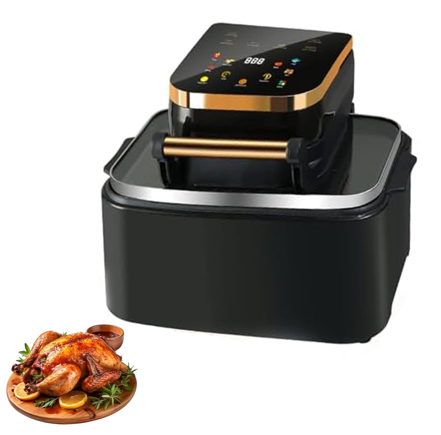 ASerZenith Digital Air Fryer Oven With See-Through Window, Adjustable Touchscreen & Removable Nonstick Basket For Healthy Cooking
