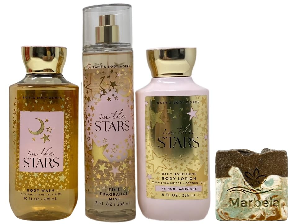 Bath & Body Works In The Stars - Fine Fragrance Mist, Body Wash and Body Lotion - with a Cabin Spice Bar Soap