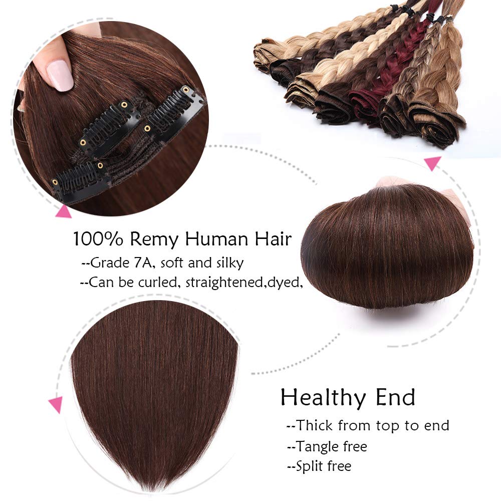SEGO Extension Capelli Veri Clip Volumizzante Double Weft 8 Fasce 100% Remy Human Hair Lunghi Umani 25cm 110g Testa Piena #4 Marrone Medio