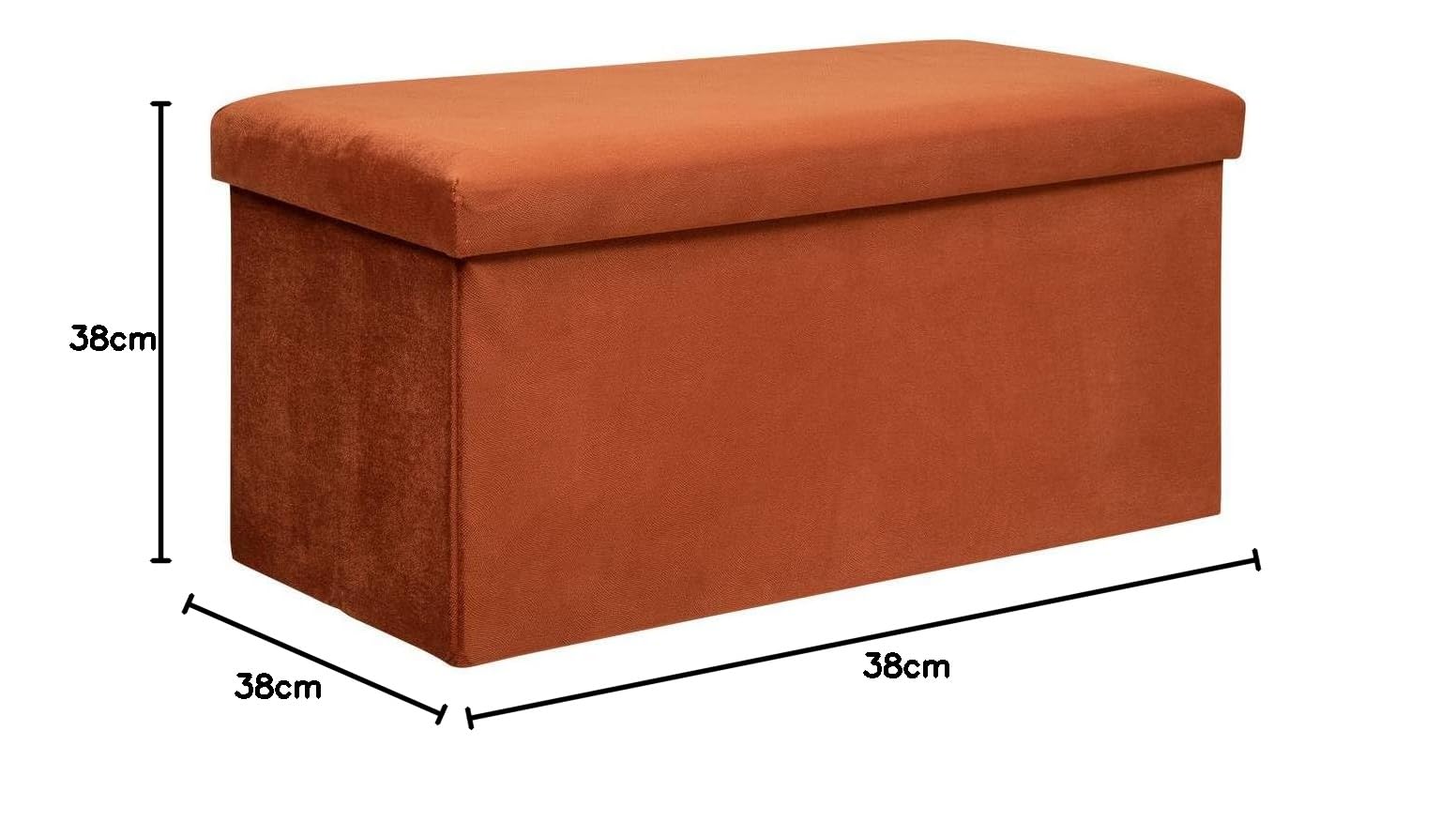 Atmosphera - Banco Plegable con almacenaje Lilou en Terciopelo ámbar, 76 x 38 x 38 cm - para salón, Dormitorio y cabecera de Cama