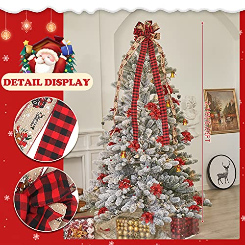 MTSCE-Christmas-Tree-Topper-57x-13-Inches-Handmade-Buffalo-Plaid-Christmas-Decorations-Red-Black-Christmas-Bow-Topper-Rustic-Farmhouse-Xmas-Decorations-Home-Decor MTSCE Christmas Tree Topper 57x 13 Inches Handmade Buffalo Plaid Christmas Decorations Red Black Christmas Bow Topper Rustic Farmhouse Xmas Decorations Home Decor