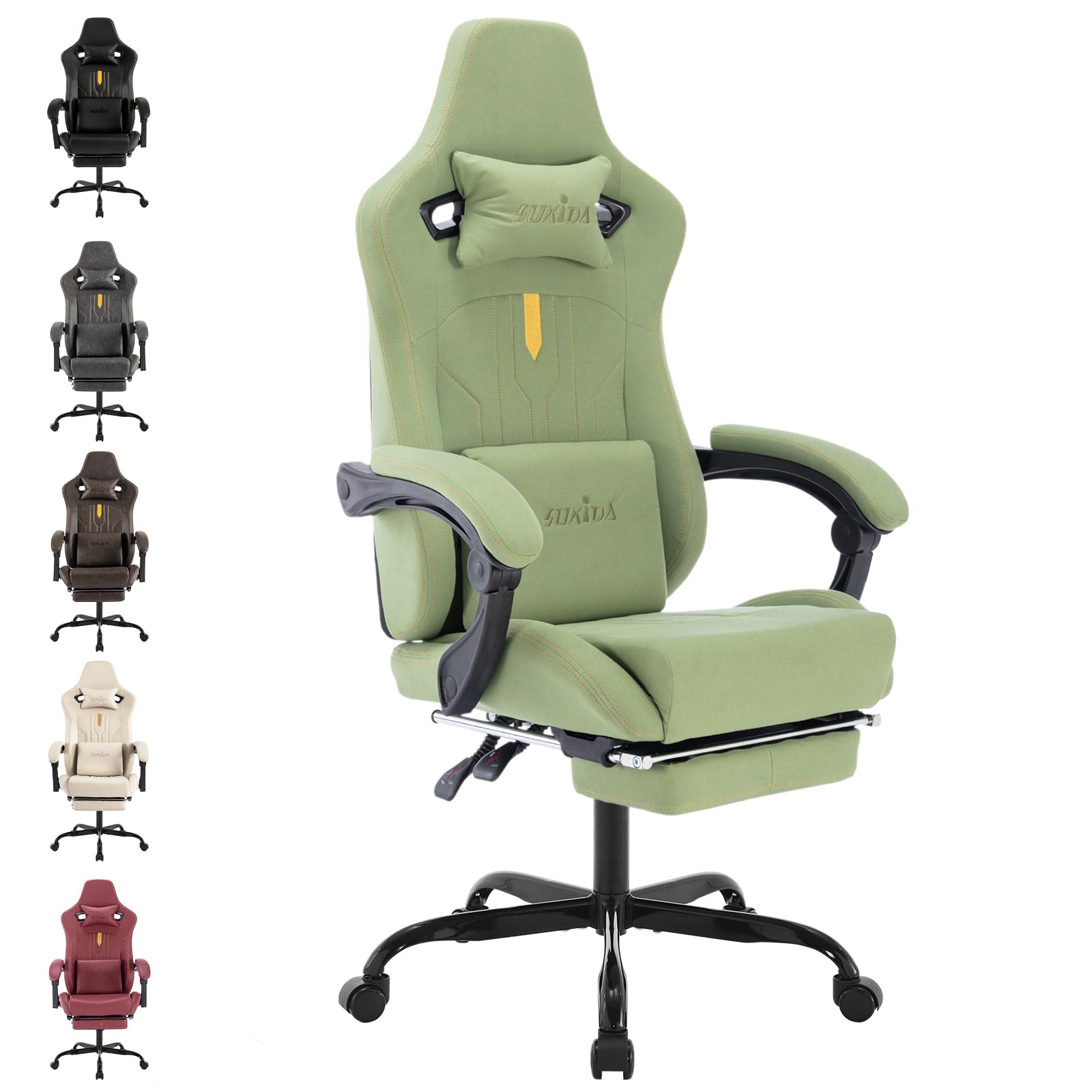 SUKIDA Gaming Stuhl Computerstuhl Gaming Chair mit Fußstütze Bürostuhl Ergonomischer Computerstuhl