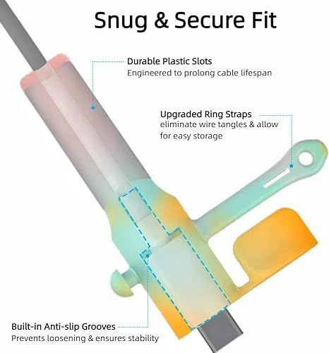 USB-C Cable Protector 6-Pack (12pcs) - Dustproof Organizer(Apple + Android + Type-C)