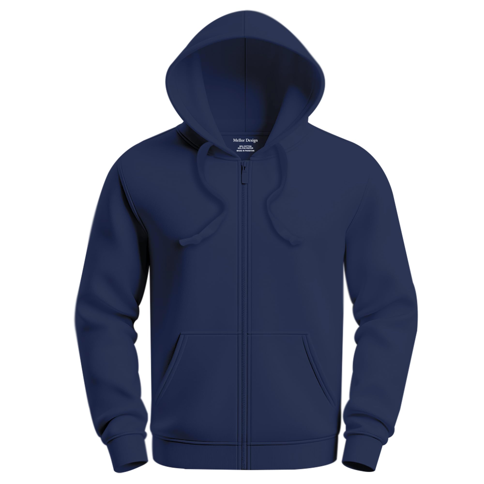 Plain Zipper Hoodie Hooded Top Unisex Mens Ladies Hooded Sweatshirts Navy