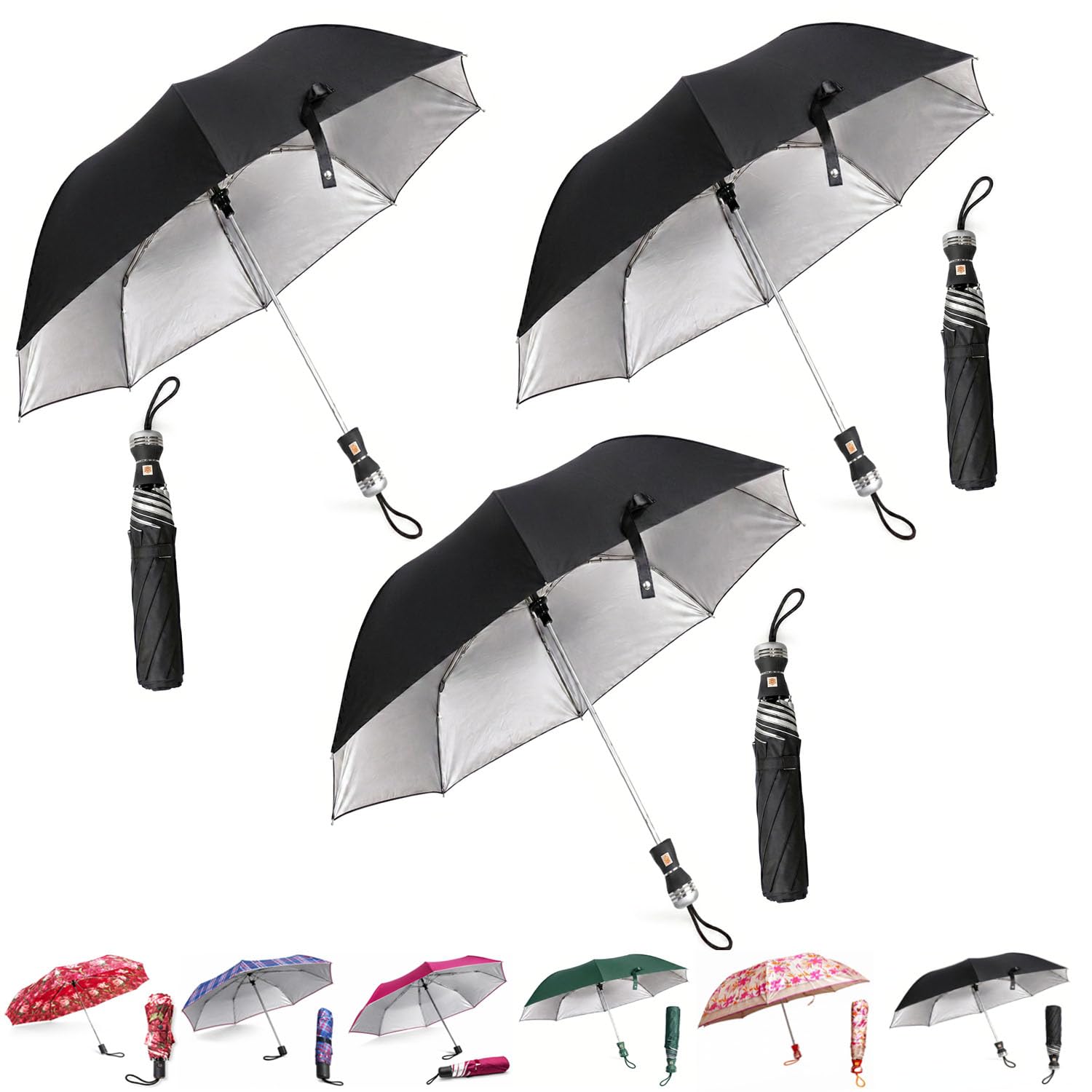 SAI BALAJI Lightweight Folding Umbrellas for Men & Women | One-Touch Auto Open & Close | Compact Folding Design | Umbrellas for Rain, Sun, Travel, Office & Outdoors-image-3