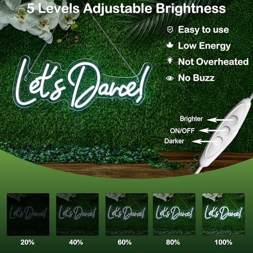 Image of Let's Danced Neon Signs Let's Dance Neon Light Up Sign White Led Word Light Sign Neon Sign Wedding for Dancing Party,Bar Accessories,Valentines' Day,Birthday Party