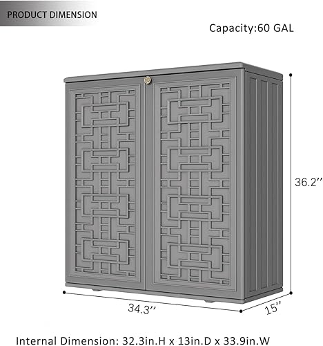 Miniatura 3 de KINYING Armario de almacenamiento para exteriores, impermeable, caja de cubierta de resina de 62 galones para cojines de muebles de patio,