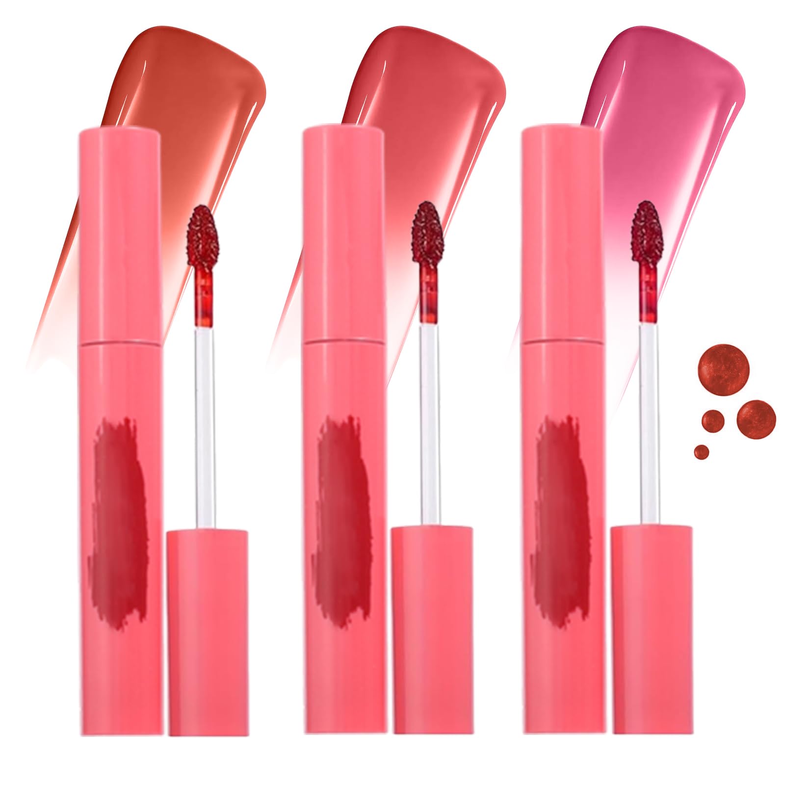 3 Colours Peel Off Mask Lip Gloss Set, Tattoo Magic Colour Matte Natural Reveal Lip Stain Lip Ink, Waterproof Long Lasting Highly Pigmented Colour Lip Gloss Lipstick Make-up, Kit A