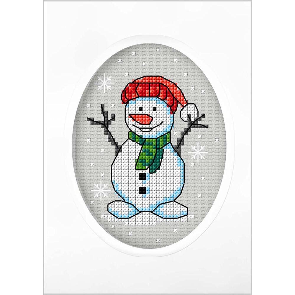 Orchidea Christmas Snowman Greeting Card Counted Cross-Stitch Kit