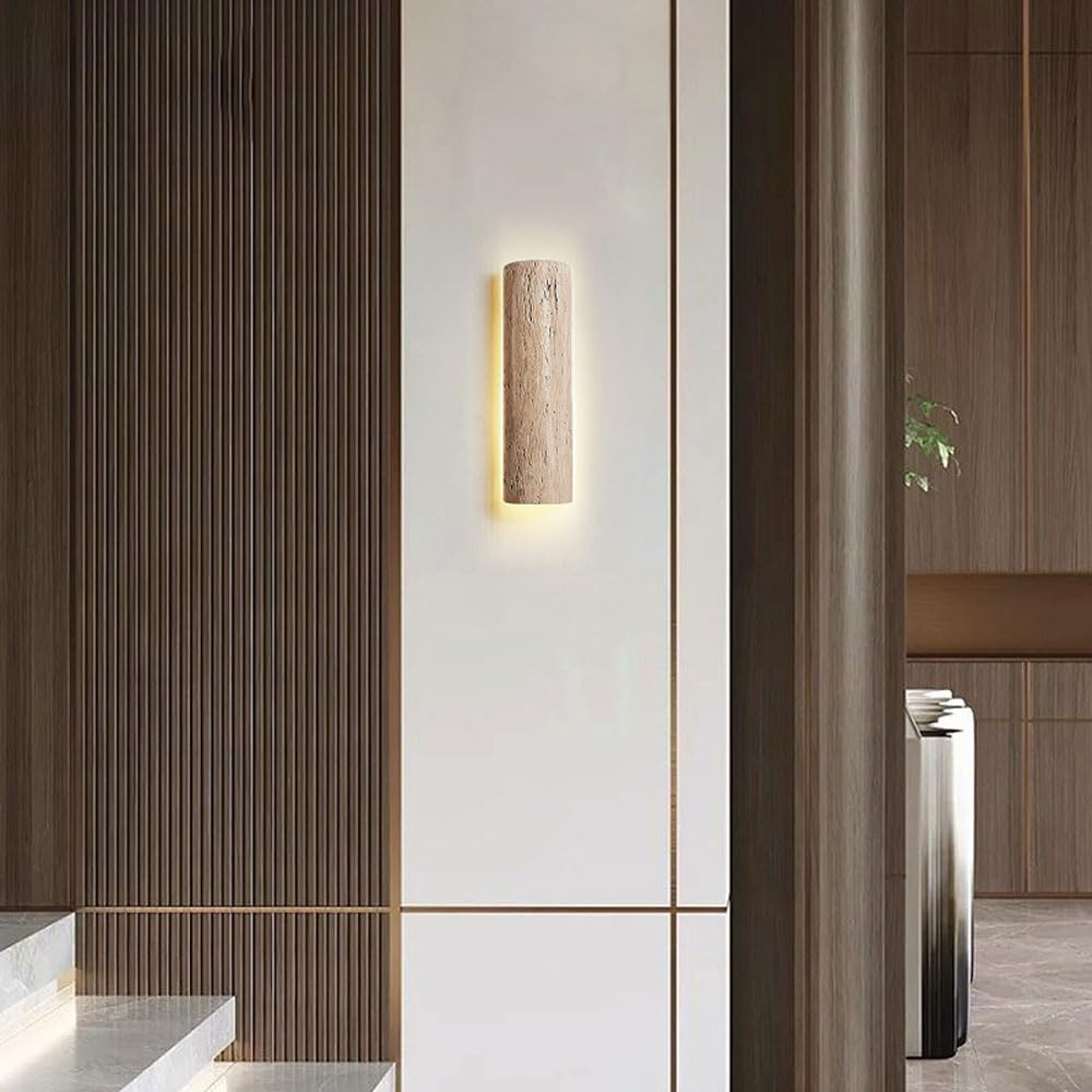 Jadssox Wandleuchte im Wabi-Sabi-Stil, LED-Wandleuchte, Naturstein-Wandlampe, gelbe Travertin-Wandleuchter, Beleuchtungskörper, Kunstdekor, Wandlampen für Schlafzimmer, Wohnzimmer, Restaurant