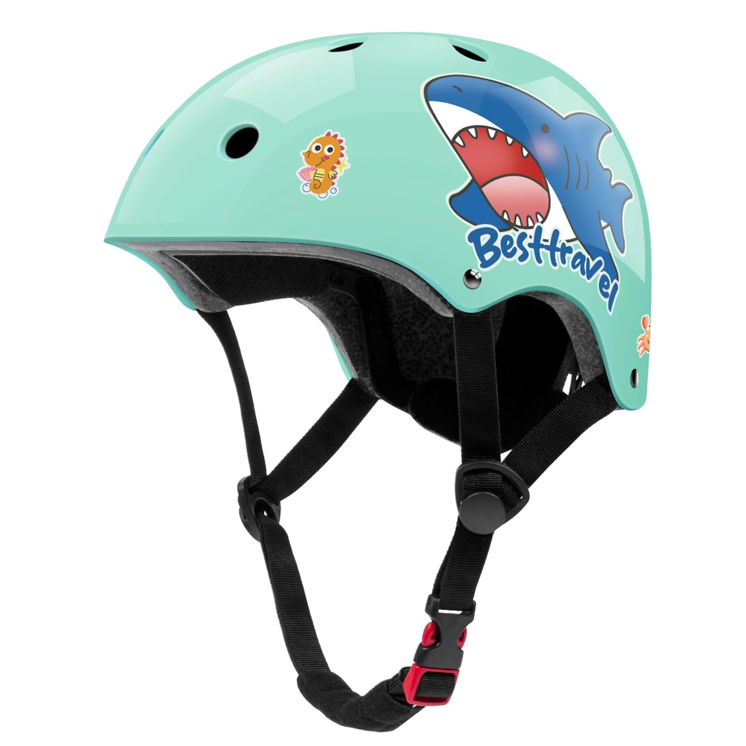 Besttravel Kids Helmet, Toddler Helmet Adjustable Toddler Bike Helmet Ages 3-8 Years Old Boys Girls Multi-Sports Safety (Cartoon Teal, XS/S 48-54cm) โ image 1