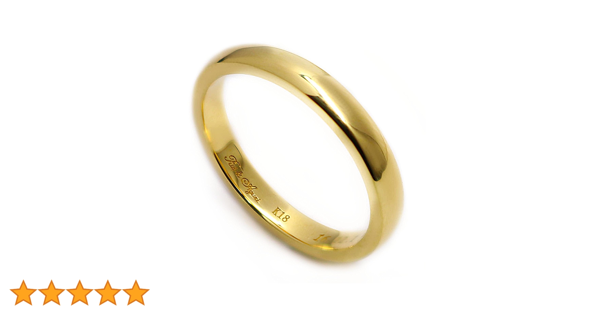 Amazon | K18 イエローゴールドリング 結婚指輪 厚み増し 3mm 幅