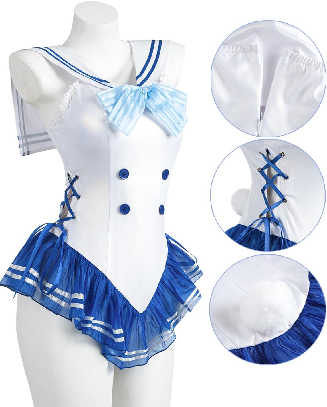 NSPSTT Bunny Costume Adult Anime Cosplay Costumes Bunny Senpai Cosplay Bodysuit Halloween Outfit Blue - Image 5