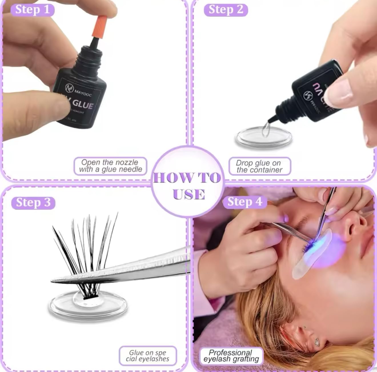 Mayooc Wimpernkleber, 5 ml, Transporante, Trockenzeit 3 Sekunden, UV-Kleber für Wimpernverlängerung, Korea-Formel