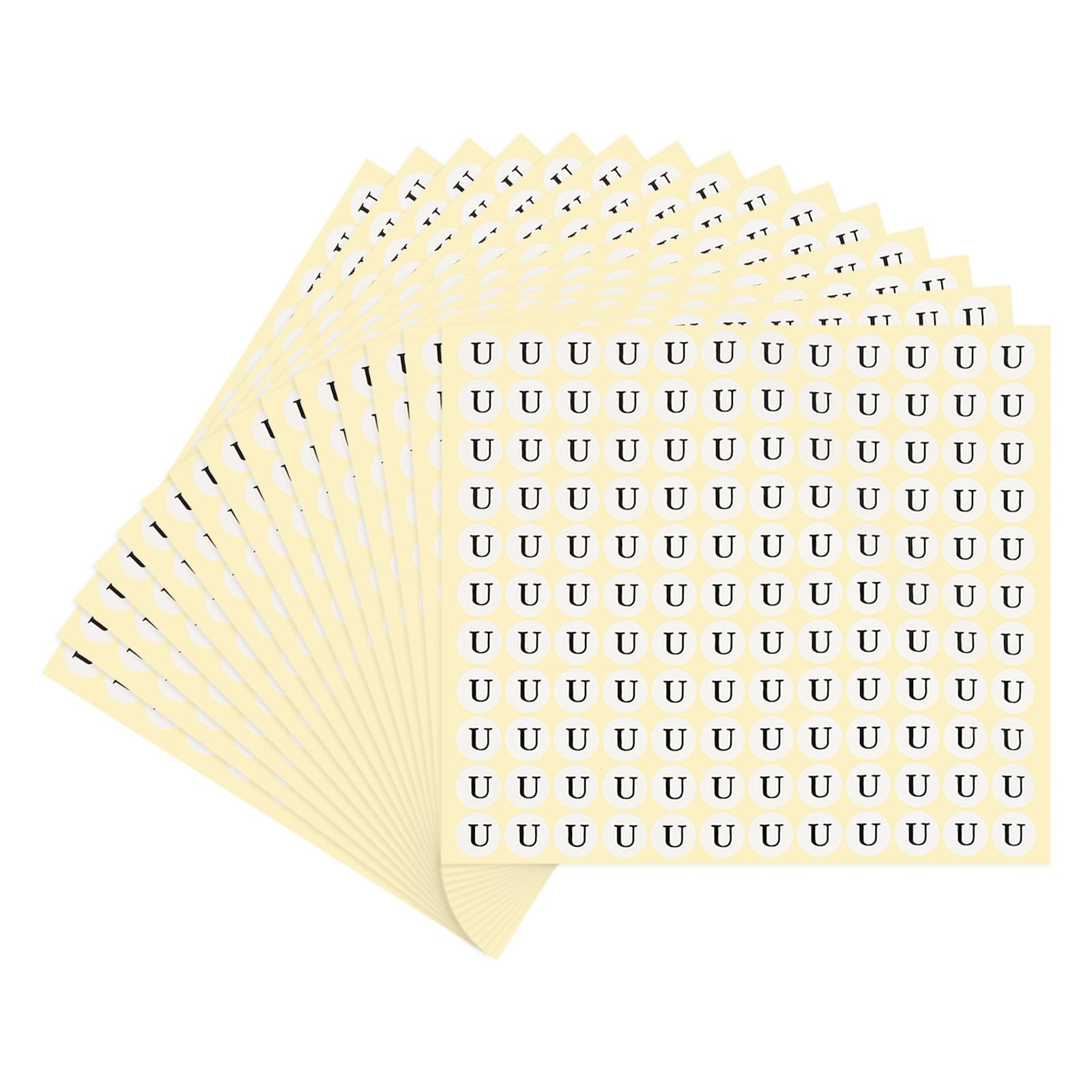 PATIKIL 15 Sheets Alphabet Stickers Letter U Small Round Sticker 1/2 Inch Self-Adhesive Paper Label for Inventory Organizing Storage Handmade (Total 1980Pcs)