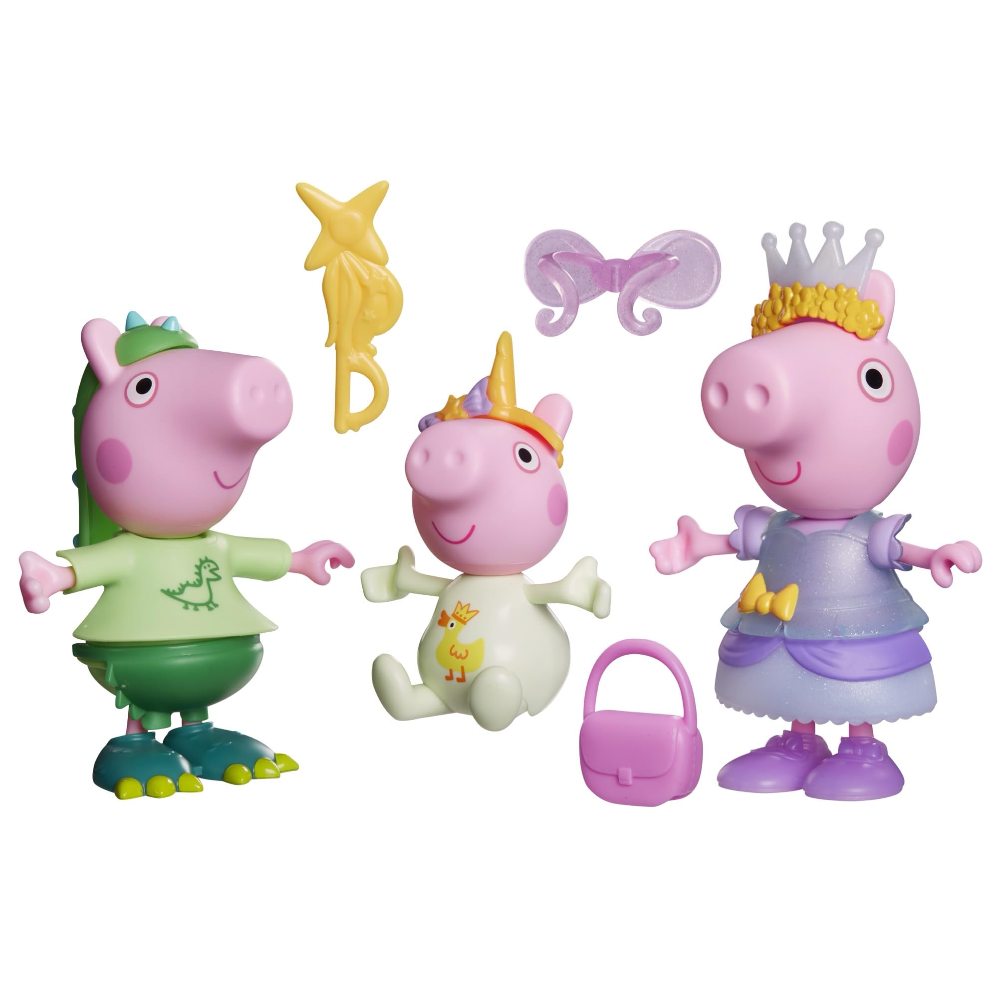 Peppa Pig Three Little Piggies Dress-Up Set with 3 Figures and 12 Easy-On Fashion Accessories, Preschool Toys for Girls and Boys Aged 3+