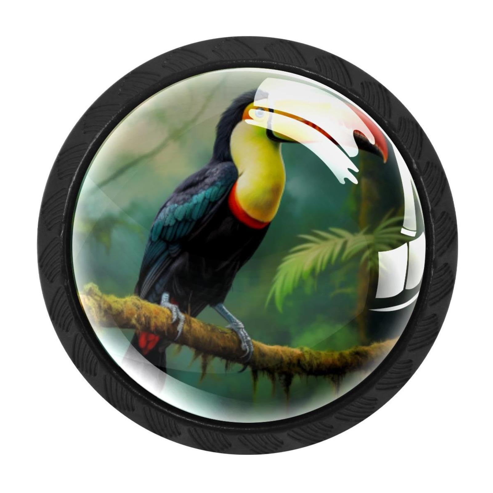 CHENZZZZ Toucan Drawer Knobs Pull Handle Crystal Glass Circle Shape Cabinet Drawer Pulls Cupboard Knobs with Screws for Kitchen Cupboard Dresser Wardrobe etc
