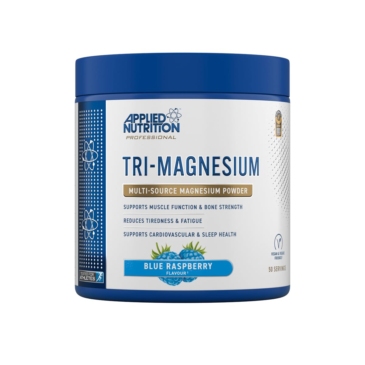 Applied Nutrition Tri-Magnesium Powder 3 in 1 - Magnesium Glycinate Supplements for Bone, Muscle, Nervous System Sleep Health - 300 mg per Serving (200g - 50 Servings) (Strawberry Raspberry)
