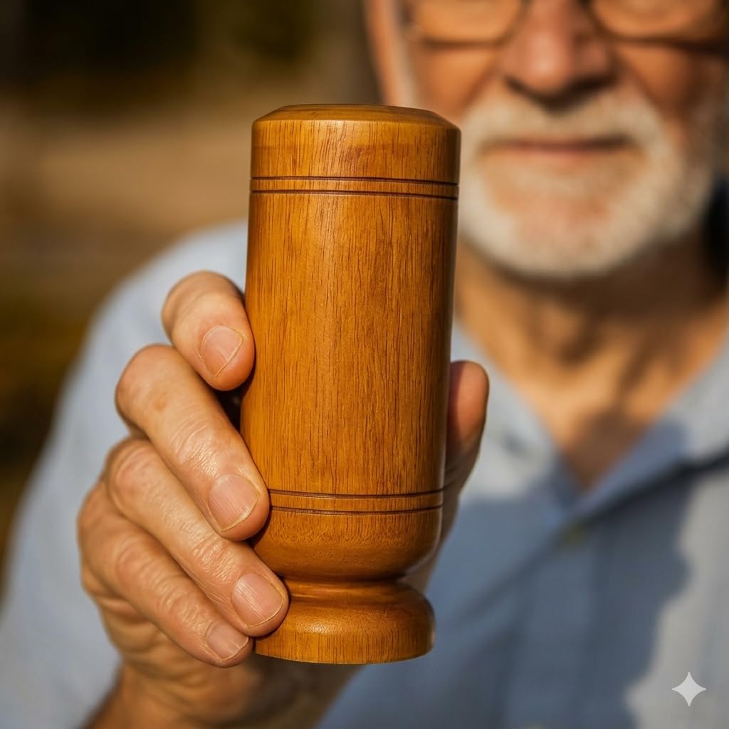 STAGIFY Natural Vijaysar Wood Glass Tumbler for Herbal Diabetes Routine, Ayurvedic Wooden Water Cup with Traditional Craft Finish, Healthy Beverage Mug for Daily Kitchen Wellness Practice