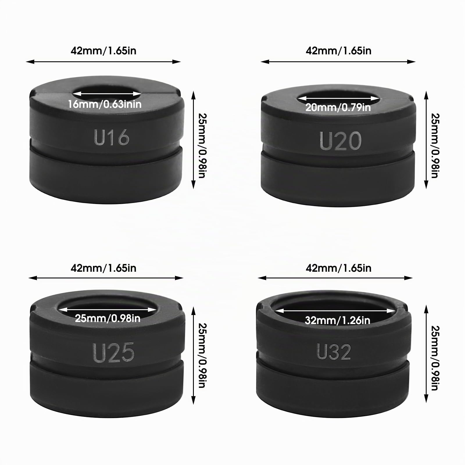 Mordaza de prensado U16, U20, U25, U32 para prensar tubos PEX, aluminio y plástico y PB