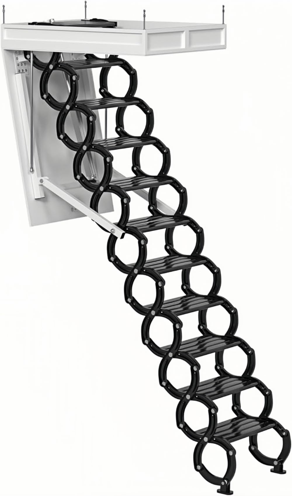 Areyourshop Attic Frame 70x100 cm (9.5Ft) Folding Aluminum Loft Frame, Telescopic Loft Frame Adaptable to Varying Floor Heights (13cm to 30cm), Removable Bottom Rungs