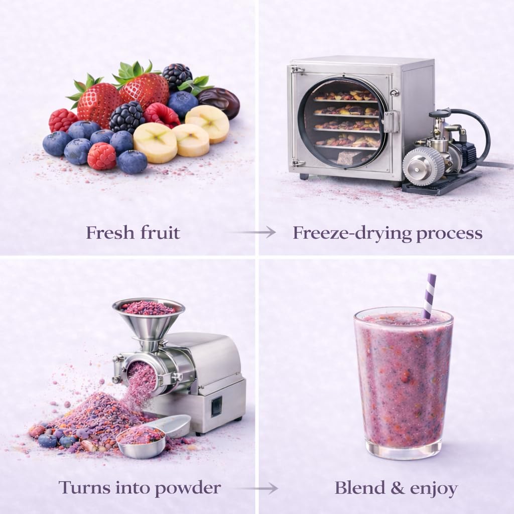Berry Blast Smoothie Mix – Freeze Dried Fruit Smoothie Powder for Smoothies & Shakes, Just Add Water or Milk, 30 Servings
