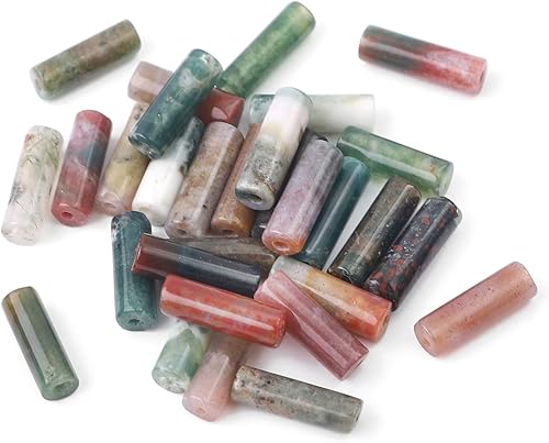 Miniatura 4 de Granos de tubo de ágata india natural, cilindro, 0.157 x 0.512 in, 15.0 in, cuentas de piedra para la fabricación de joyas