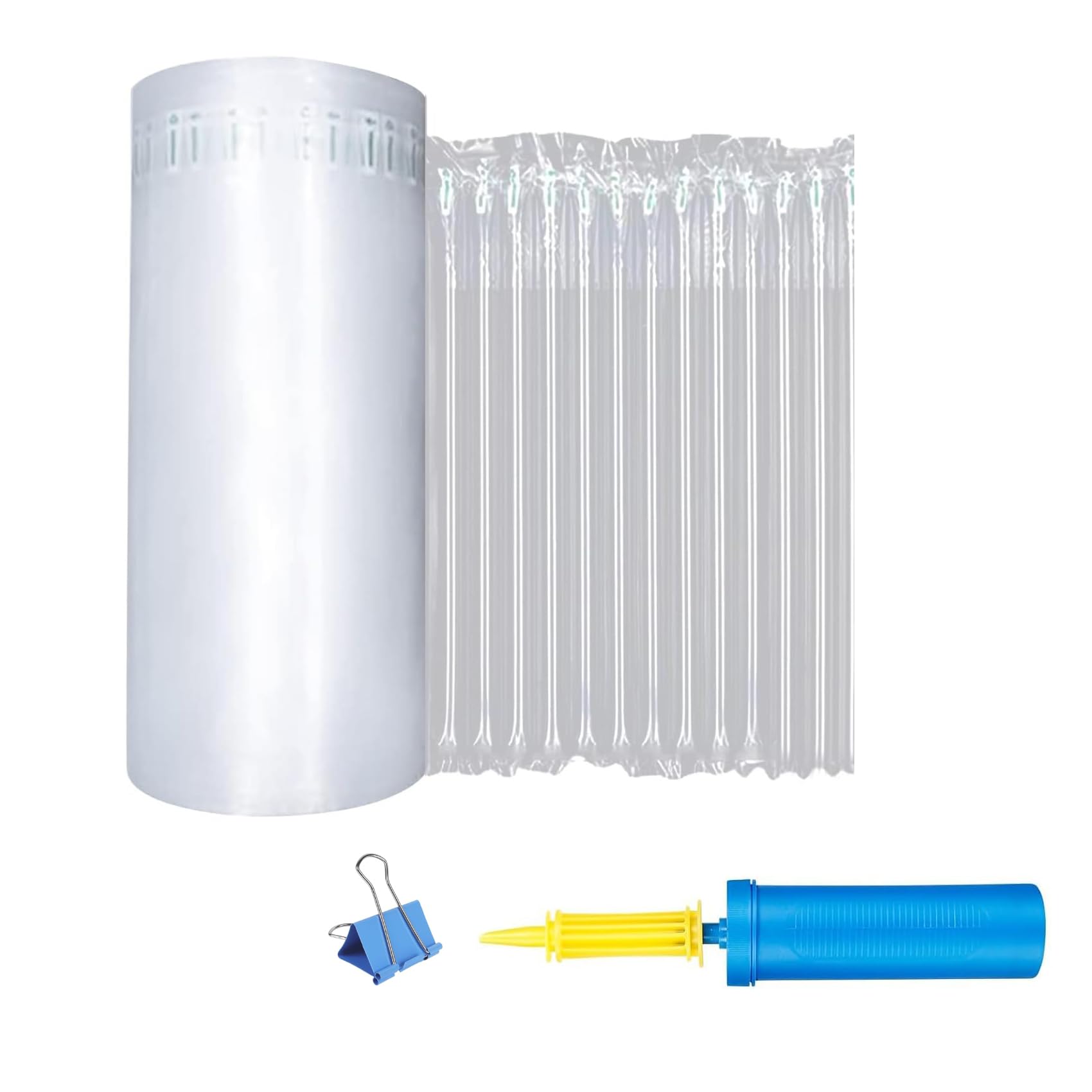 Bubble Cushioning Wrap Roll, 40cm x 20 Meter, Inflatable Air Pillow Column Wrap for heavy duty Packing and Moving, Large Bubble Wine Bottle Protector Breakable Shipping Supplies with Free Pump