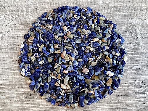 Sodalite Chips – Natural Mini Sodalite Stones, Crushed Undrilled Sodalite, Semi-Tumbled Genuine Sodalite (1 lb Bulk)