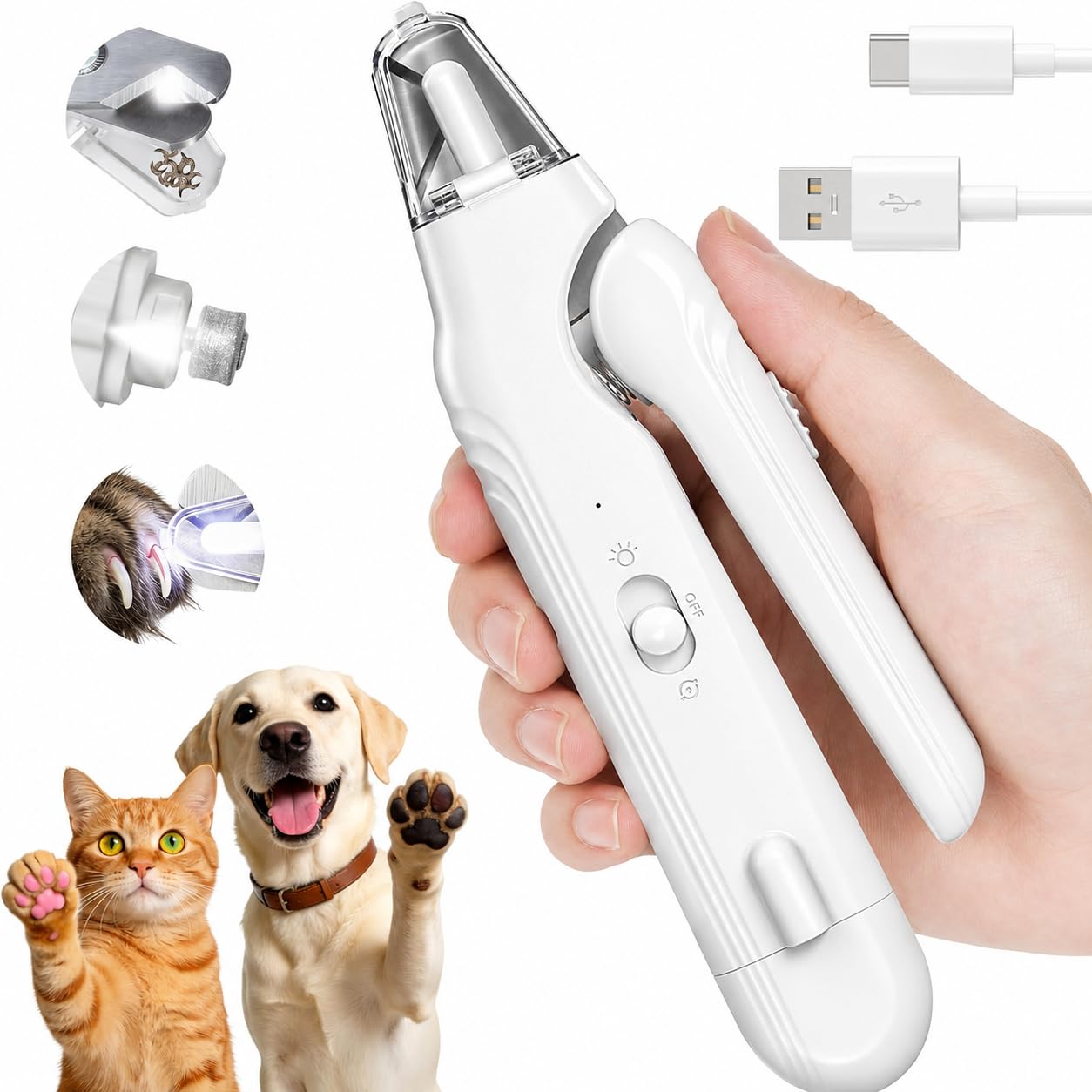 2-in-1 Dog Nail Clippers with Light - Electric Pet Nail Grinder — expert review