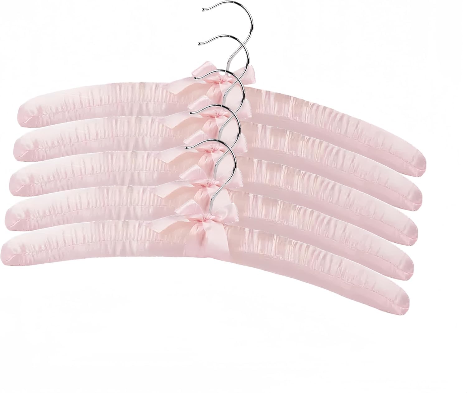 Cintres rembourrés en satin rose antidérapants pour protéger les pulls délicats