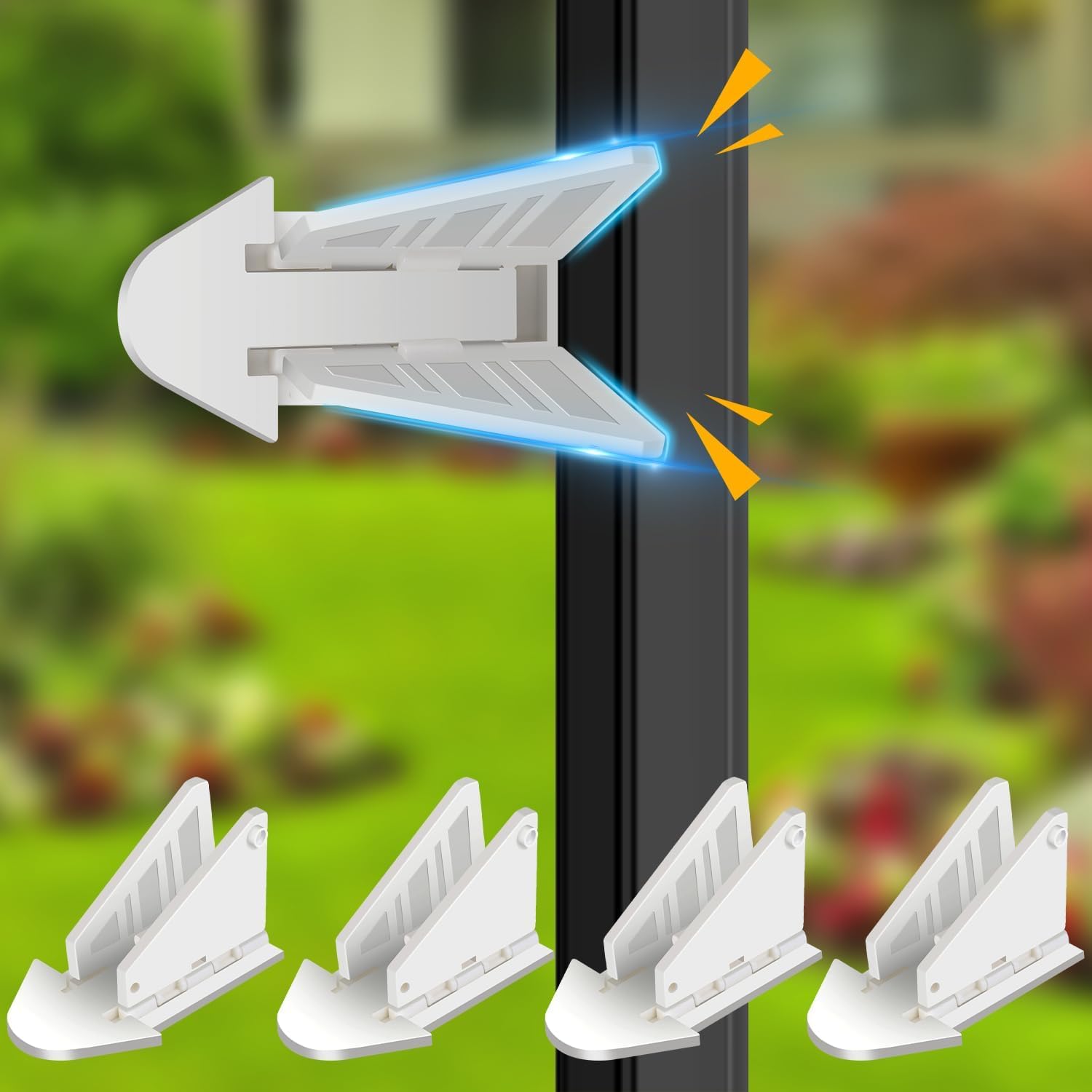 Joyzzz Sliding Glass Door Lock Set, 4Pcs Baby Child Safety Products Kits Locks, Window Safety Locks Baby Proofing Window Door Locks Security Bar, Slide Window Locks for Kids Patio Closet Doors