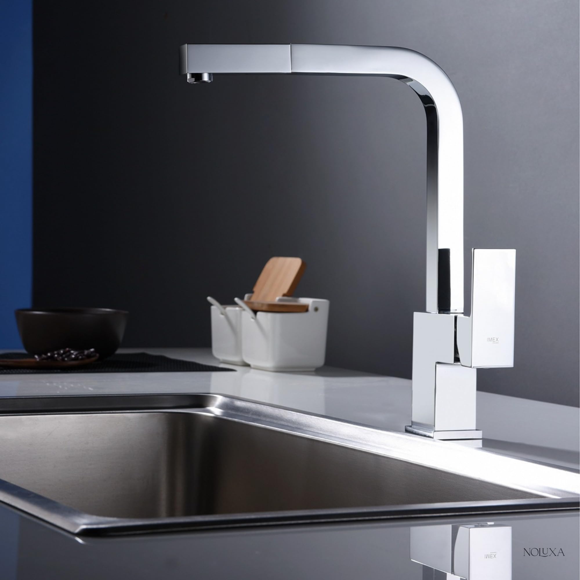 IMEX - Grifo Cocina Extraíble | Grifo Monomando Fregadero | Griferia Cocina con Ducha Flexible 360º | Grifería en Latón | Serie Costanza | Color Cromado