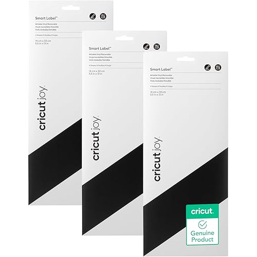 Cricut Black 5.5in x 13in Smart Removable Vinyl (3-pack) for Cricut Joy Machine