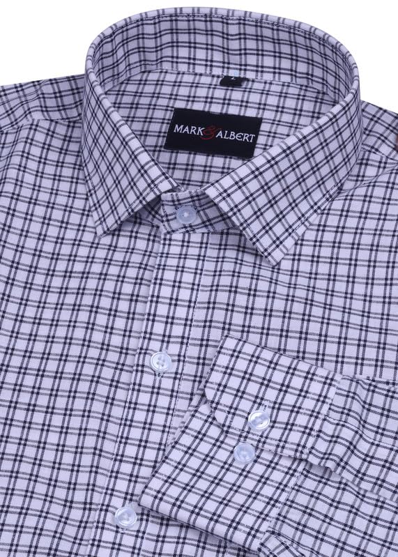 Image of MARK & ALBERT Men's Checkered Full Sleeves Cotton Formal Shirt Blue | Stylish Shirt for Men