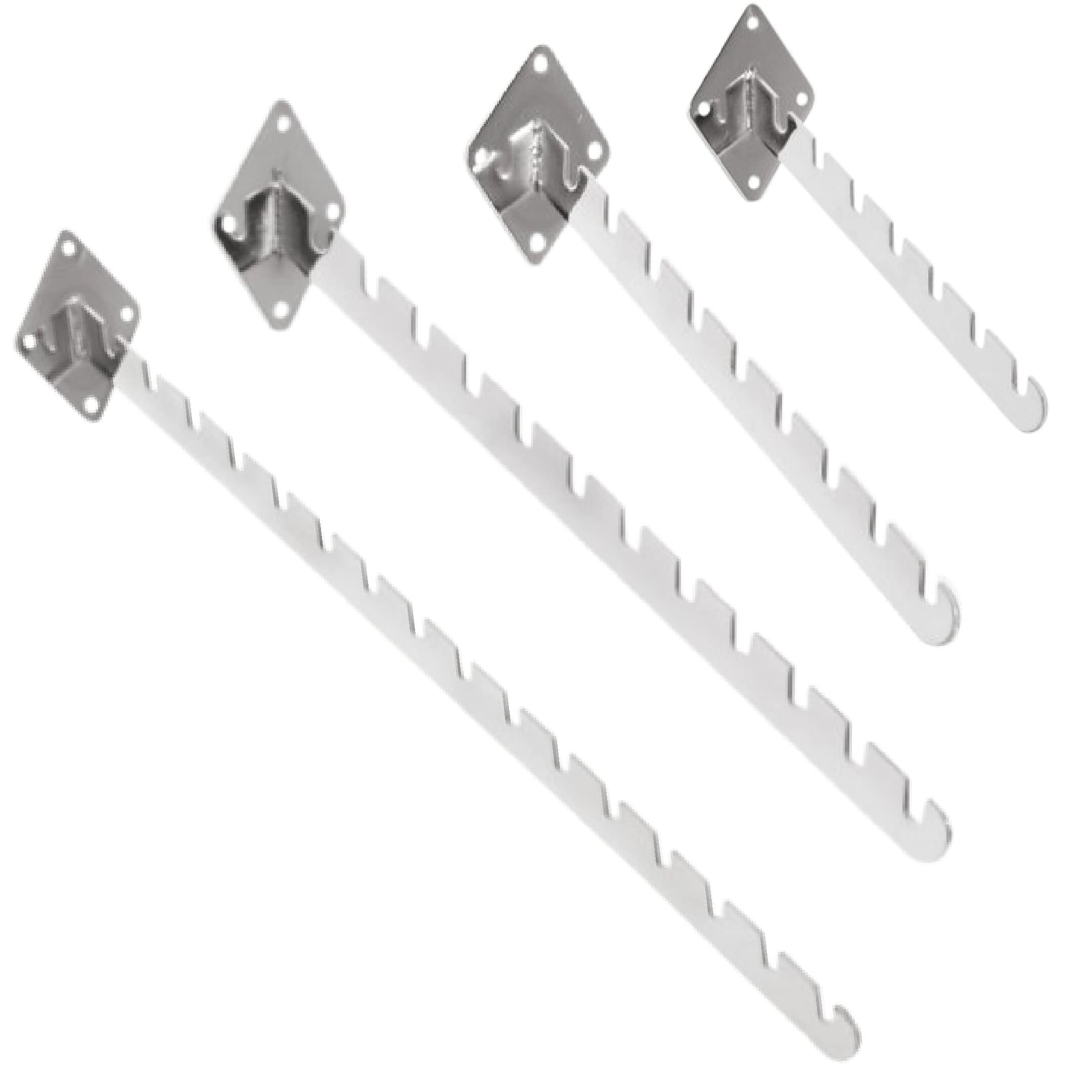 Wall Mounted Notched Arm – Chromed, 7, 9, 12 And 16 NOTCHED WATERFALL ARM FOR RETAIL CLOTHES DISPLAY (16 NOTCH, 5 X ARM)