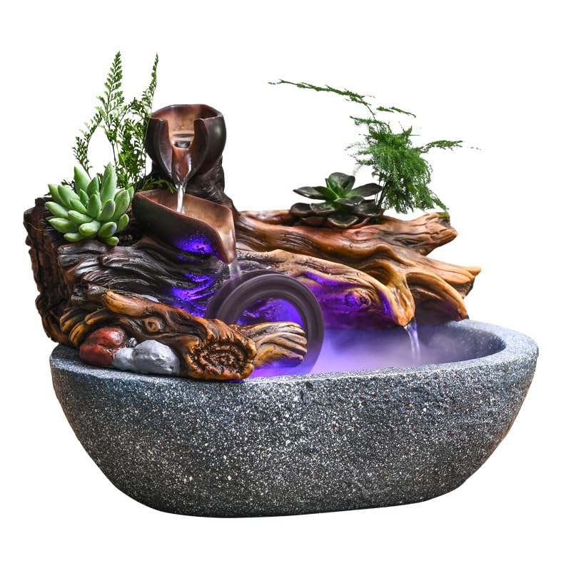 Fuente Decorativa de jardín, Fuente de Agua con Cascada, de cerámica, diseño de Pino, Feng Shui Zen, decoración para salón, Dormitorio, Oficina