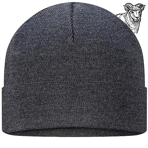 TODO 100% Merino Mütze - Warm, Weich, Bequem für kalte Tage - Winter Alltag. Wolle Hält Warme Beanie Damen & Herren (Merino 100%, Grau)