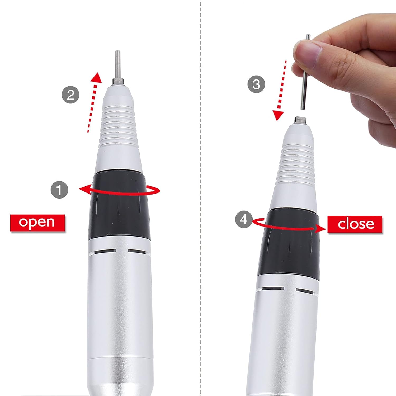 Electric Nail Drill Pen Handle Machine, Drill Polishing Replacement Handle Handpiece, Manicure Pedicure Polishing Shape Tools Design (Black)