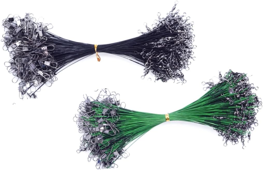 50pcs Steel Wire Fishing Wear-Resistant Main and Sub-line for Freshwater Fishing Green Black Design for Angling Gear Replacement