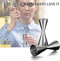 Vista 6 de Jigger de cóctel doble con medidas en el interior, 2 oz 1 oz Jigger para barman, herramientas de acero inoxidable 304 para bar, hogar, barman